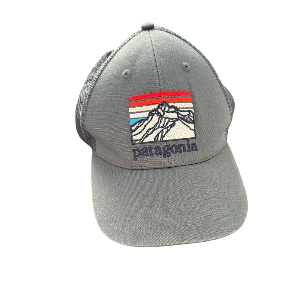 Patagonia Men's Gray Mesh Trucker Hat Embroidered‎ Mountain Sunset Logo